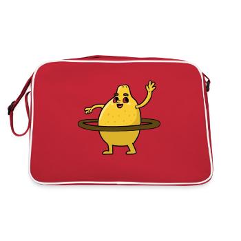 Hula Hoop Lemon , Zitrone Dance - Retro Tasche - Rot/Weiß - Hinten