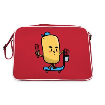 Newspaper Guy, newspaper messenger - Retro Bag - red/white - Back