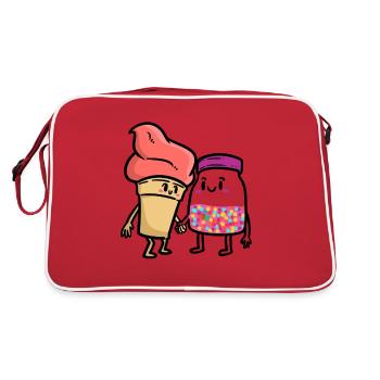 Zuckerperlen und Eis Ice Cream - Retro Tasche - Rot/Weiß - Hinten