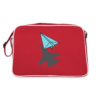Avion en papier avec pilote cadeau jet shadow - Sac Retro - rouge/blanc - Dos