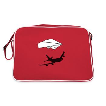 Paper plane with shadow. Gift for pilot - Retro Bag - red/white - Back