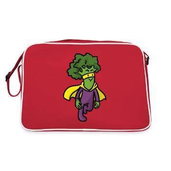 Hero Broccoli Held Broccoli - Retro Tasche - Rot/Weiß - Hinten