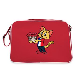Chat français et gâteau français chaton et Cak - Sac Retro - rouge/blanc - Dos
