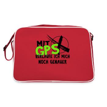 Geocaching hobby Happy Cacher Geschenk - Retro Tasche - Rot/Weiß - Hinten