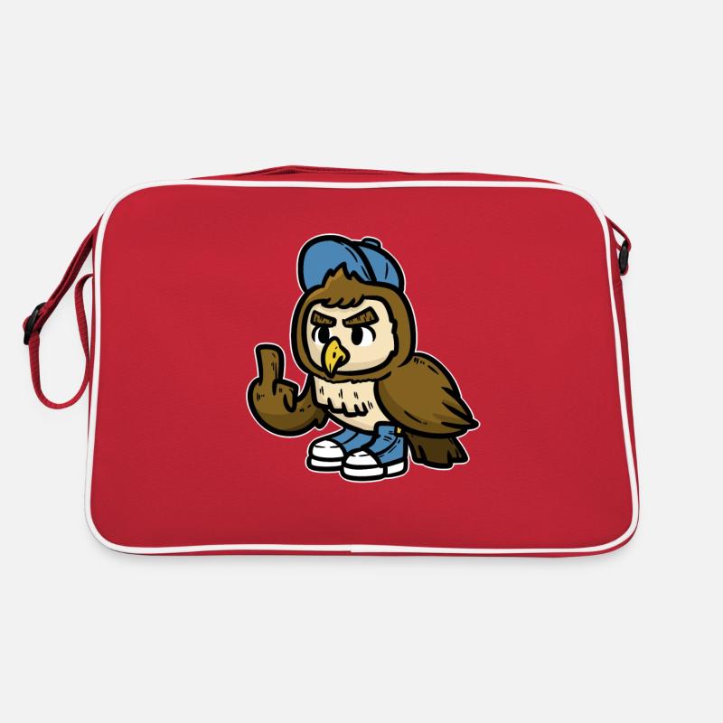 Eule Zeigt Mittelfinger Retro Tasche