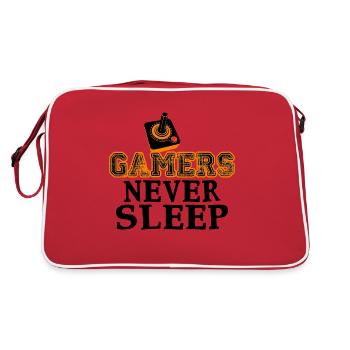 Gamers never sleep Funny Gaming Shirt - Retro Bag - red/white - Back