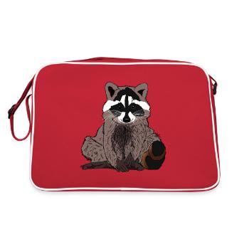 toller Waschbär Geschenkidee für süße Waschbären - Retro Tasche - Rot/Weiß - Hinten