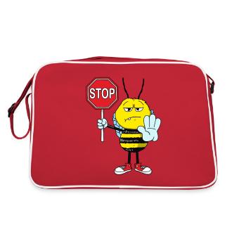 Abeille sérieuse avec panneau stop. Idée cadeau pour abeille - Sac Retro - rouge/blanc - Dos
