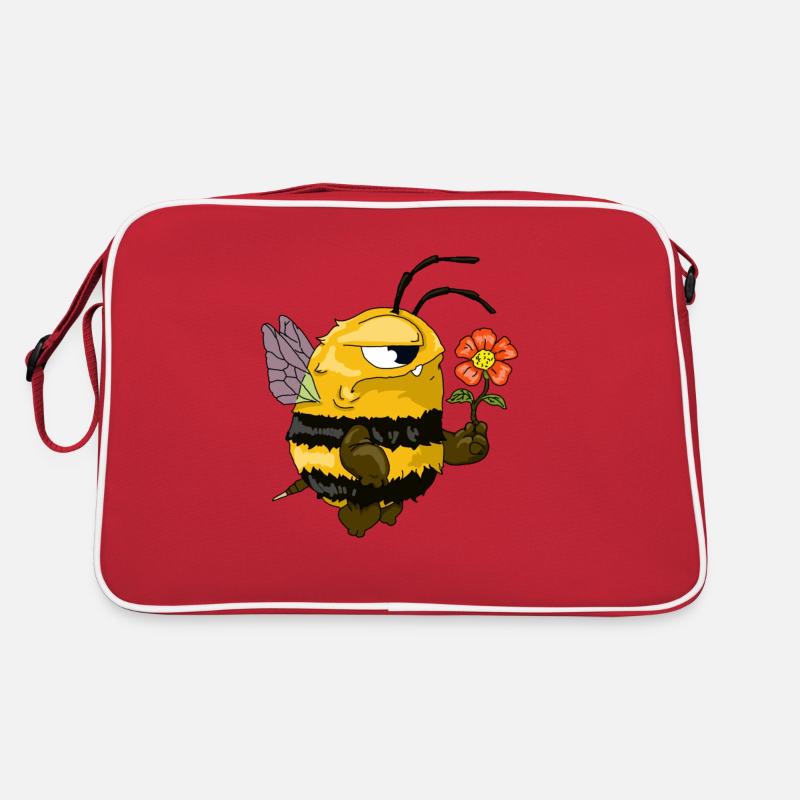 Mad bee with flower. Gift idea for beekeepers Retro Bag