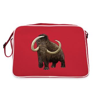 cooles Mammut aus der Eiszeit Geschenkidee - Retro Tasche - Rot/Weiß - Hinten