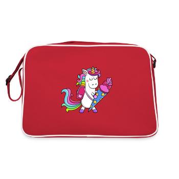 Unicorn School Bag Back to School School Enrolment Gift - Retro Bag - red/white - Back
