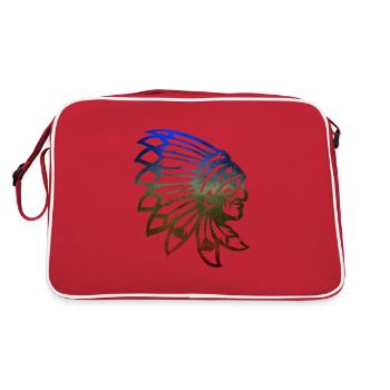 Indian Warrior Indian with feathers chieftain - Retro Bag - red/white - Back