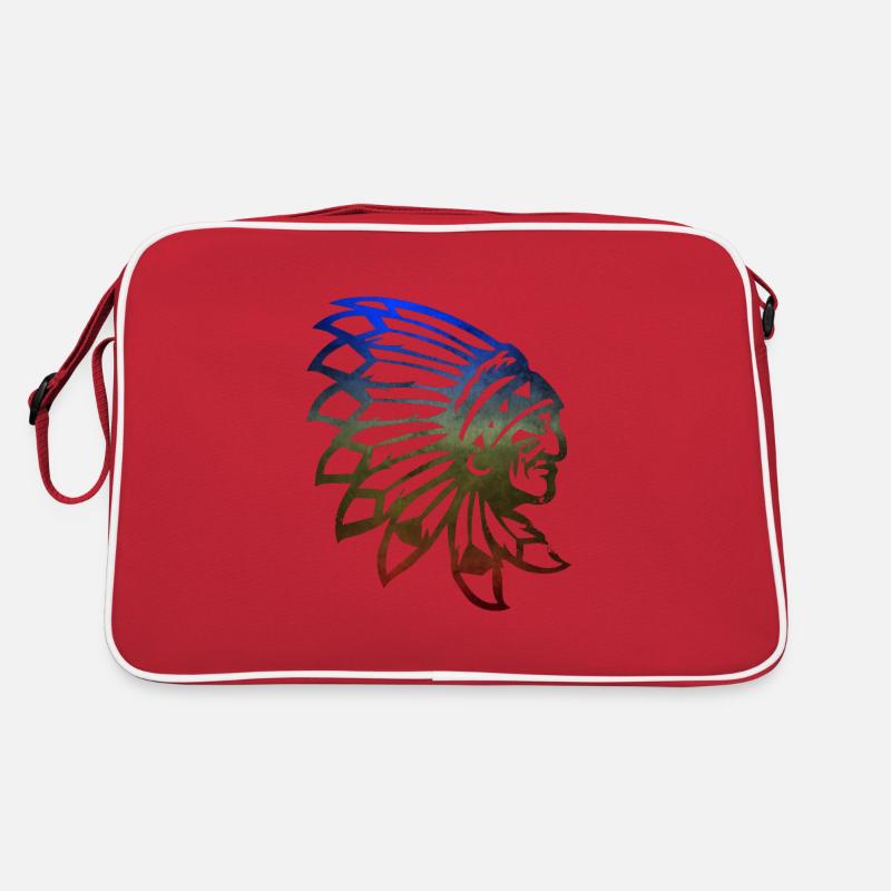 Indian Warrior Indianer mit Federn Häuptling Retro Tasche