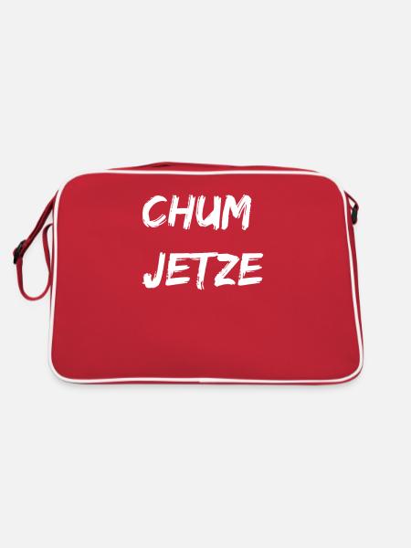 Schweiz Schweizerdeutsch Schweizer Spruch Geschenk - Retro Tasche - Rot/Weiß - Hinten