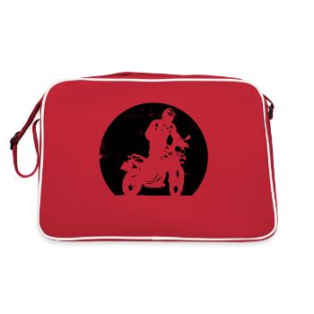 Motorcyclist Moon Motocross Tour Gift - Retro Bag - red/white - Back