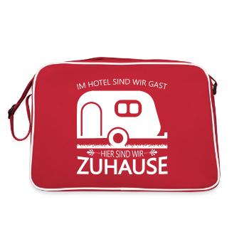 Im Hotel sind wir Gast hier sind wir Zuhause - Retro Tasche - Rot/Weiß - Hinten