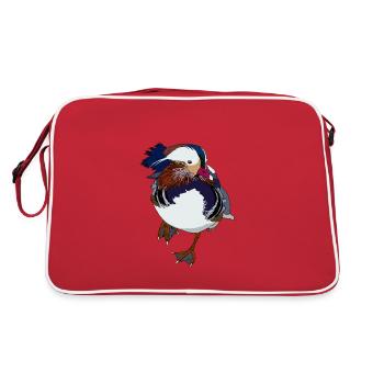Mandarinente beliebt unter Enten Kenner Geschenk - Retro Tasche - Rot/Weiß - Hinten