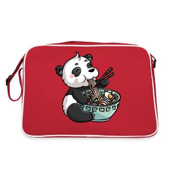 Ramen Japanese Noodles Kawaii Panda Gift - Retro Bag - red/white - Back