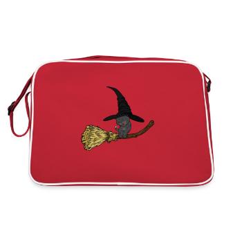 Sorcière sur balai avec idée cadeau chapeau magique - Sac Retro - rouge/blanc - Dos