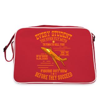 TRY TO KILL YOU Pilot Gift For Flight Instructor - Retro Bag - red/white - Back