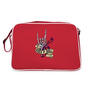Rock and roll with skeleton and note gift idea - Retro Bag - red/white - Back