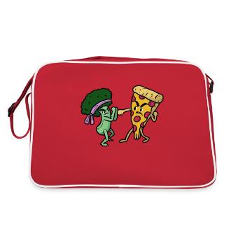 Broccoli vs. Pizza - Retro Bag - red/white - Back