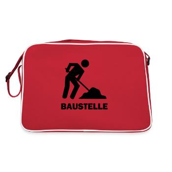 Bauarbeiter Baustelle - Retro Tasche - Rot/Weiß - Hinten