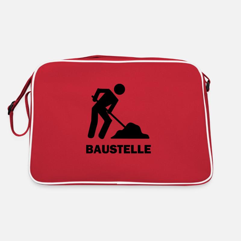 Bauarbeiter Baustelle - Retro Tasche - Rot/Weiß