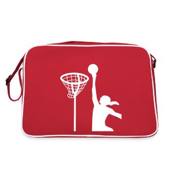 Korbball für Frauen und Mädchen Motiv - Retro Tasche - Rot/Weiß - Hinten