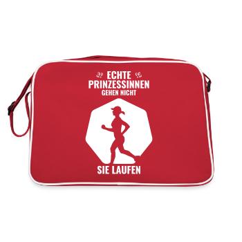 Läuferin Joggerin Joggen lustiger Spruch - Retro Tasche - Rot/Weiß - Hinten