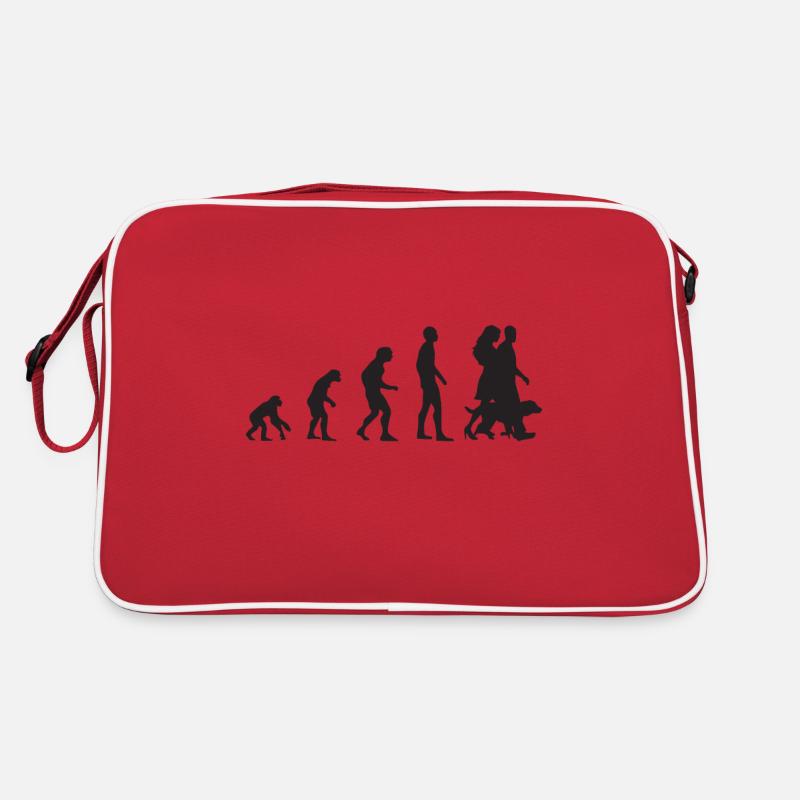 Couple Evolution avec motif chien en noir - Sac Retro - rouge/blanc