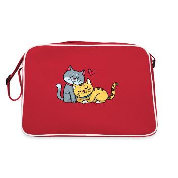Loving kittens - Retro Bag - red/white - Back