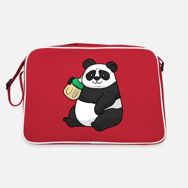 Bébé panda avec bouteille d'eau Sac Retro