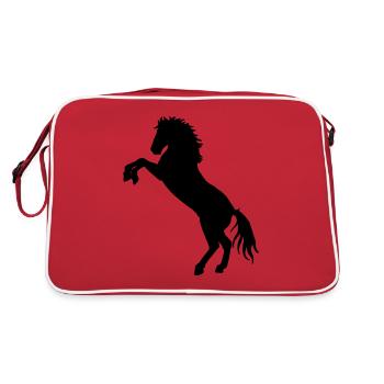 Pferd Pferd Pony Wildpferd Reiter Hengst - Retro Tasche - Rot/Weiß - Hinten