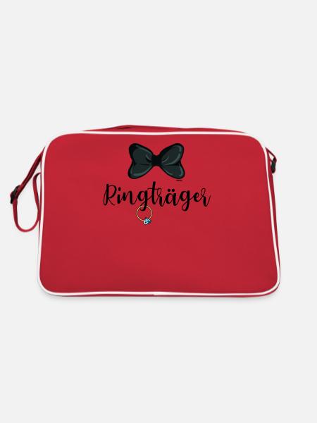 Ringträger Ring Security Hochzeit JGA - Retro Tasche - Rot/Weiß - Hinten