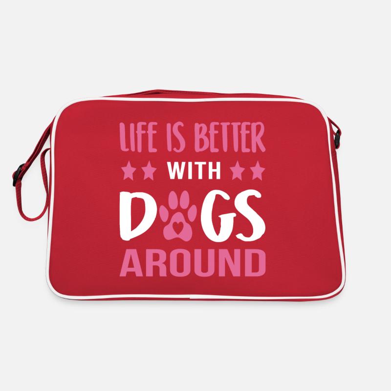 Life is better with dogs - Retro Bag - red/white