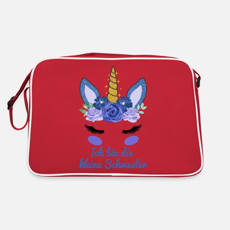 Kleine Schwester Geschenk Einhorn Gesicht Retro Tasche