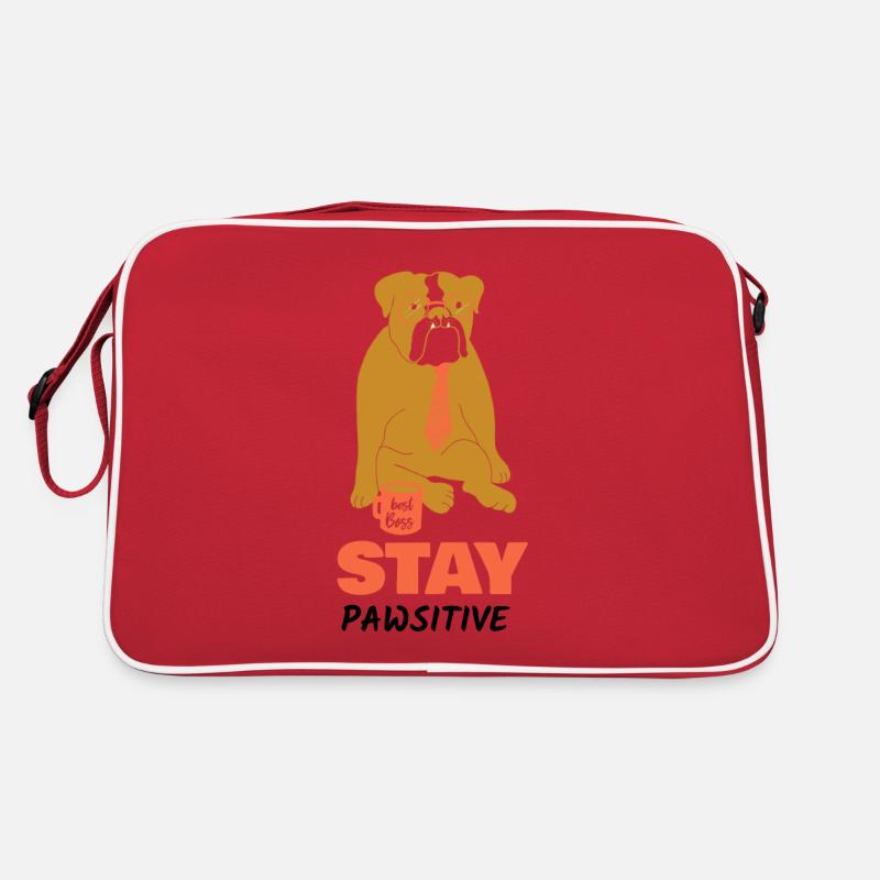 Dog Stay Pawsitive Fun Geschenk Retro Tasche