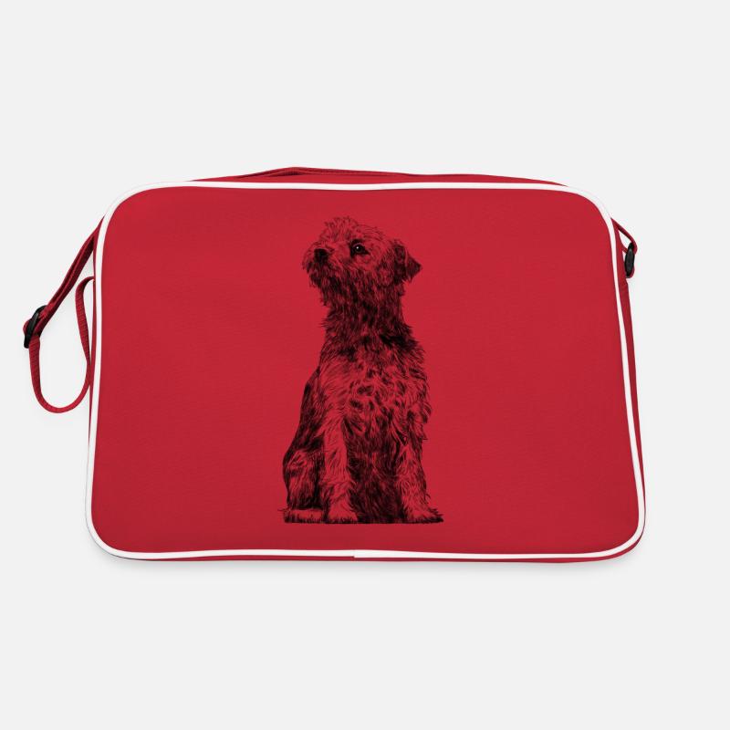 Sitzender Border Terrier Dog Retro Tasche