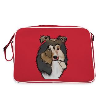 Longhair Collie Mama | Collie Rough Collies - Retro Bag - red/white - Back