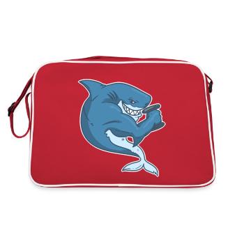 Bodybuilding shark fitness dumbbell funny - Retro Bag - red/white - Back