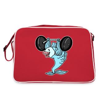 Musculation poisson fitness haltère drôle - Sac Retro - rouge/blanc - Dos