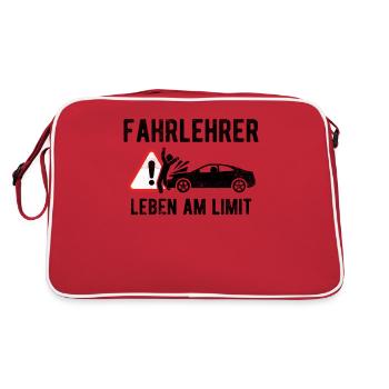 Fahrlehrer Fahrschullehrer Fahrschule Geschenk - Retro Tasche - Rot/Weiß - Hinten