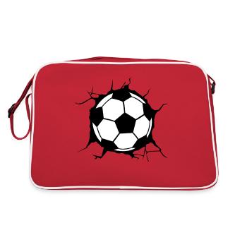 Soccer , breaking wall design gift for soccer - Retro Bag - red/white - Back