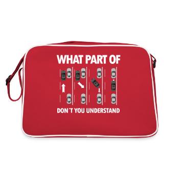 Einparken Fahrlehrer Sprüche Fahrschullehrer Witze - Retro Tasche - Rot/Weiß - Hinten