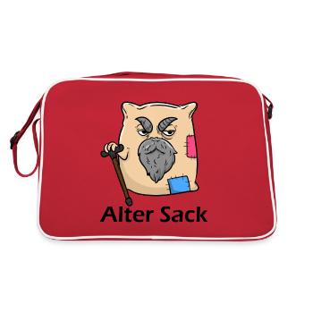 Old Sack Ironic Sarcasm Funny - Retro Bag - red/white - Back