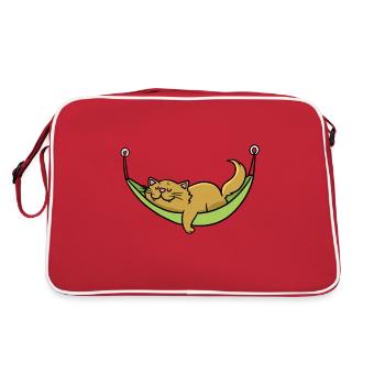 Cat Sleeps Hammock Vacation Beach - Sac Retro - rouge/blanc - Dos