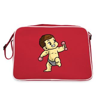 Baby Fitnesss Hantel niedlich - Retro Tasche - Rot/Weiß - Hinten