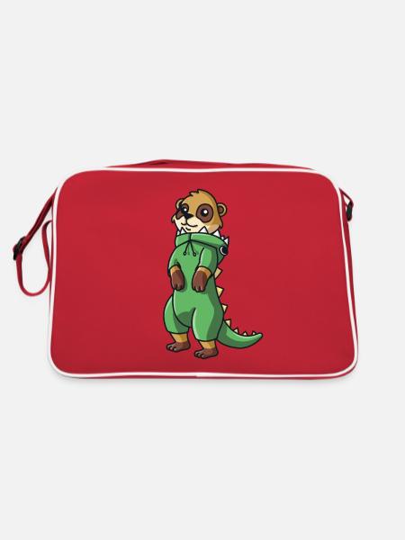 Suricate kawaii en costume de dinosaure kawaii mesdames - Sac Retro - rouge/blanc - Dos