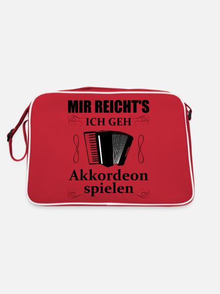 Akkordeon Akkordeonspieler Spruch Geschenk - Retro Tasche - Rot/Weiß - Hinten